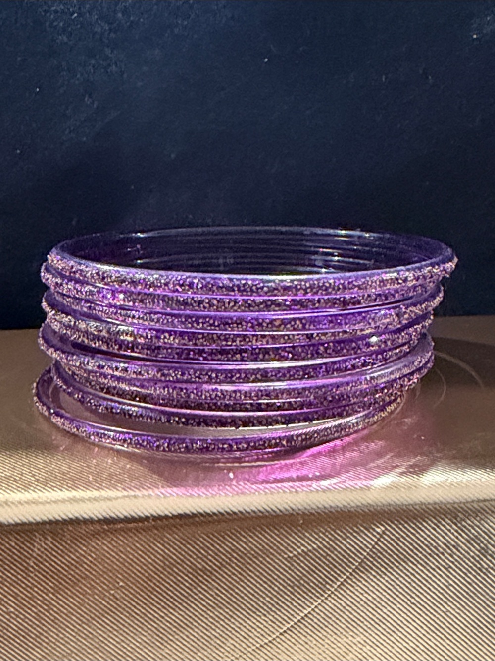 Purple Glitter Bangle Bracelet Stack